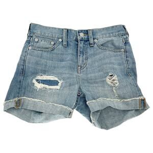 Madewell Distressed Cut Off Denim Shorts Light Wash Women's 24